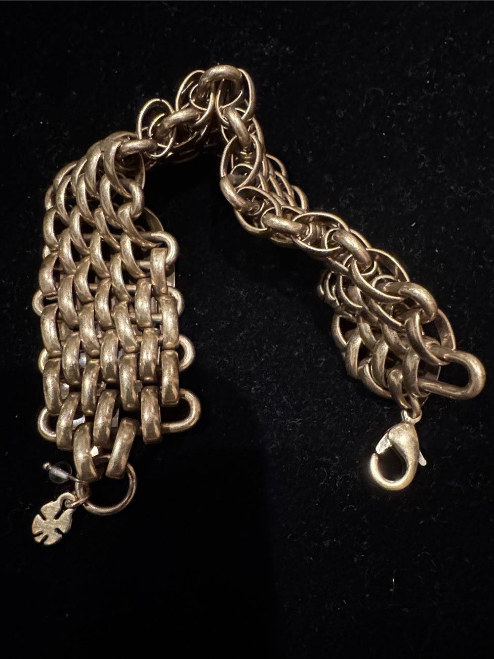 LUCKY BRAND ~ Chunky Gold Tone CHAIN Link Mesh BRACELET ~ 7.5"x1" ~ Rare PERFECT